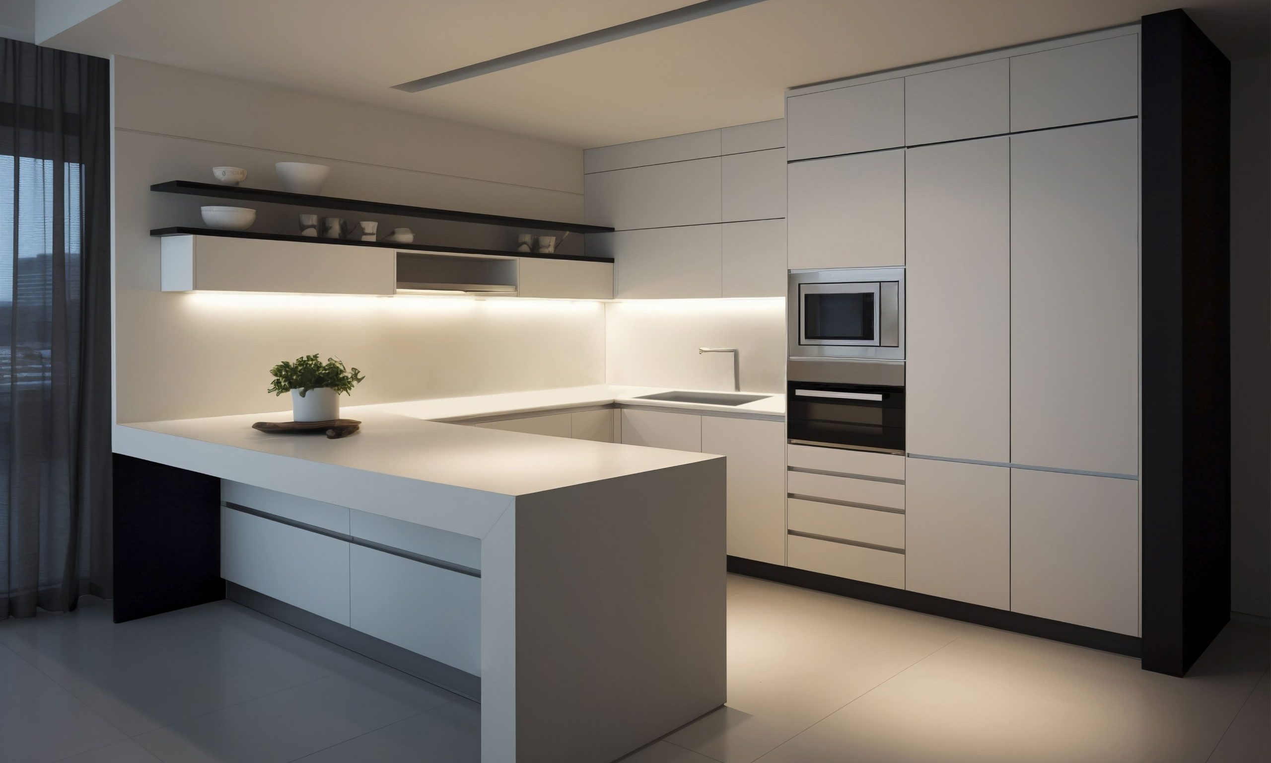 Modern kitchen with sleek cabinets